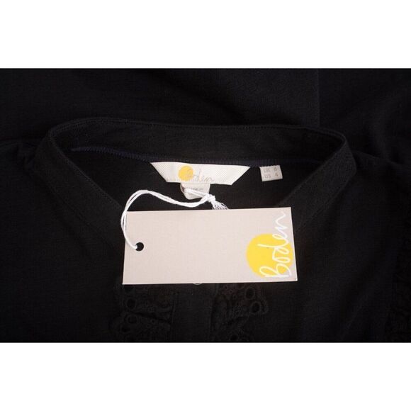 Boden Womens Ruffle Top Jersey Shirt Eyelet UK 8 US 4 Black T1103 NWT - Picture 7 of 7